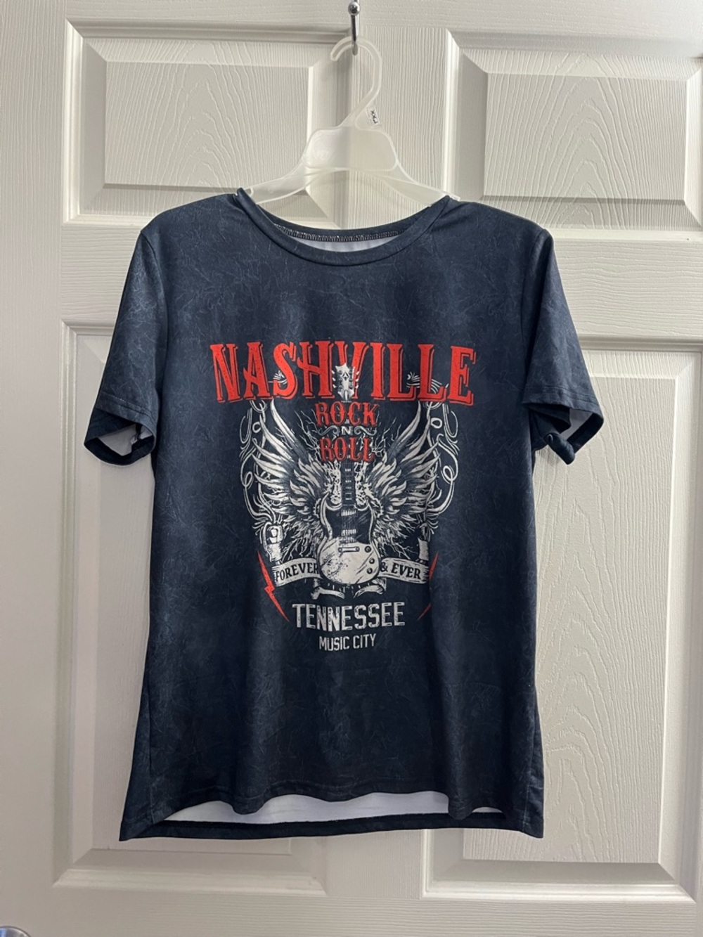 Nashville Rock & Roll Graphic Tee - Navy with Red and White Print